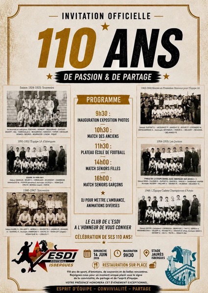 Les 110ans du club de football d'Isbergues, l'ESDI ce dimanche 14 juin