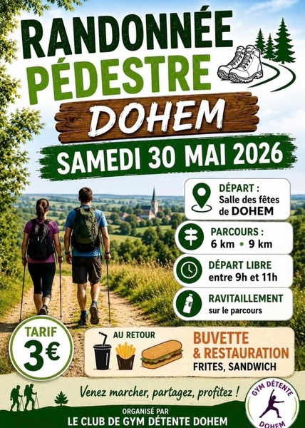Randonnée pédestre ce samedi 30 mai depuis la commune de Dohem