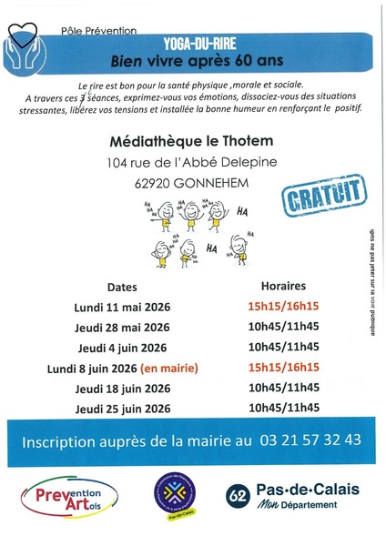 Le yoga du rire après 60ans à Gonnehem