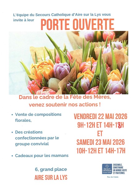 Portes ouvertes au secours catholique d'Aire sur la Lys ce vendredi 22 et samedi 23 mai
