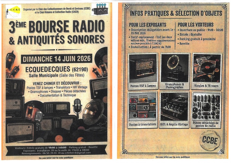 3éme bourse radio et antiquités sonores ce dimanche 14 juin à Ecquedecques