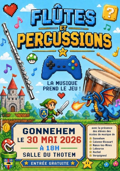 Flutes et percussions ce samedi 30 mai à Gonnehem