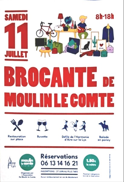 La brocante de Moulin le Comte à Aire sur la Lys se déroulera le samedi 11 juillet