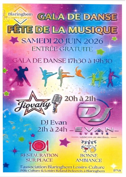Gala de danse et fête de la musique ce samedi 20 juin à Blaringhem