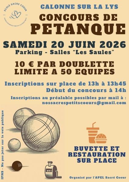 Concours de pétanque ce samedi 20 juin à Calonne sur la Lys