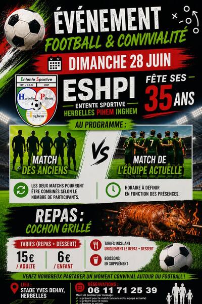 L'entente sportive de Herbelles, Pihem et Inghem fête ses 35ans ce dimanche 28 juin