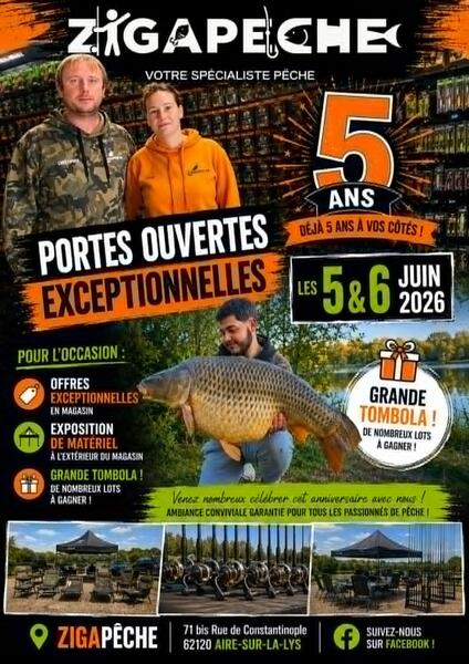 Les 5ans déjà du commerce Zigapêche d'Aire sur la Lys durant ces vendredi 5 et samedi 6 juin