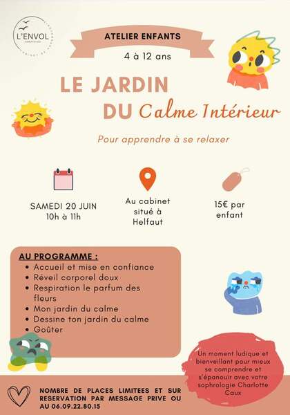 Atelier du calme intérieur avec la Sophrologue Charlotte Caux de Helfaut