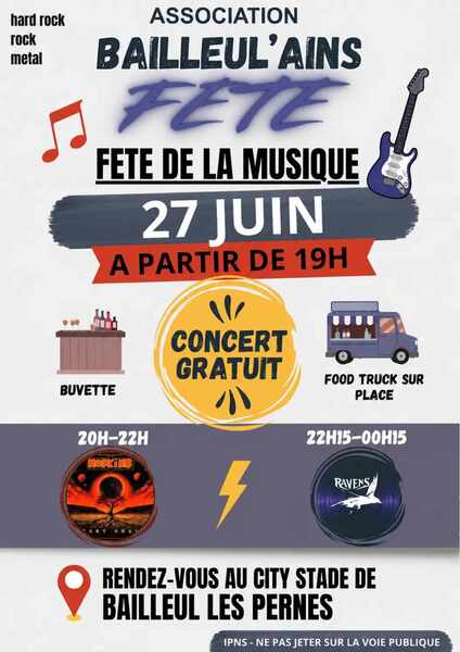 Fête de la musique ce samedi 27 juin à Bailleul les pernes