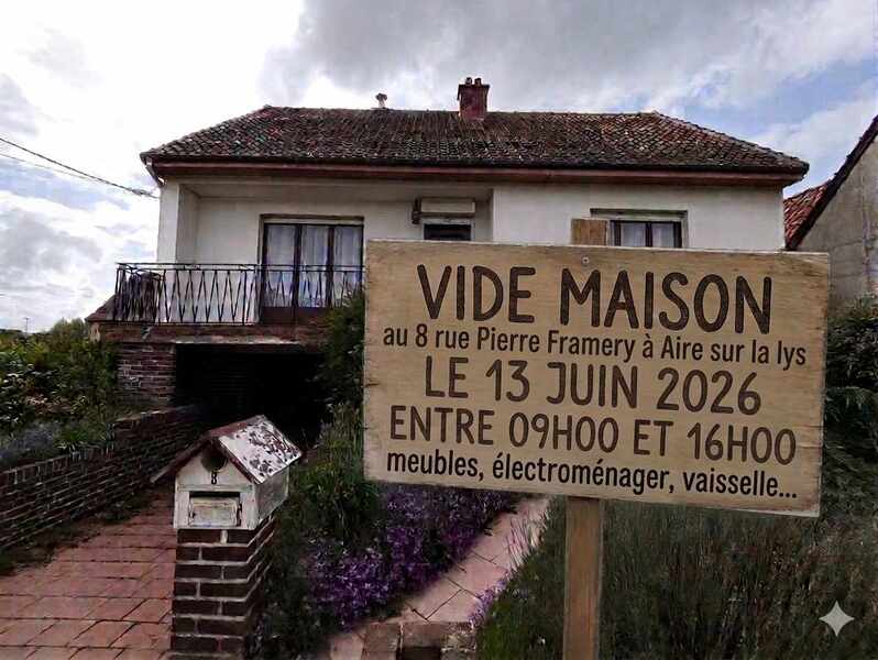 Vide maison ce samedi 13 juin à Aire sur la Lys