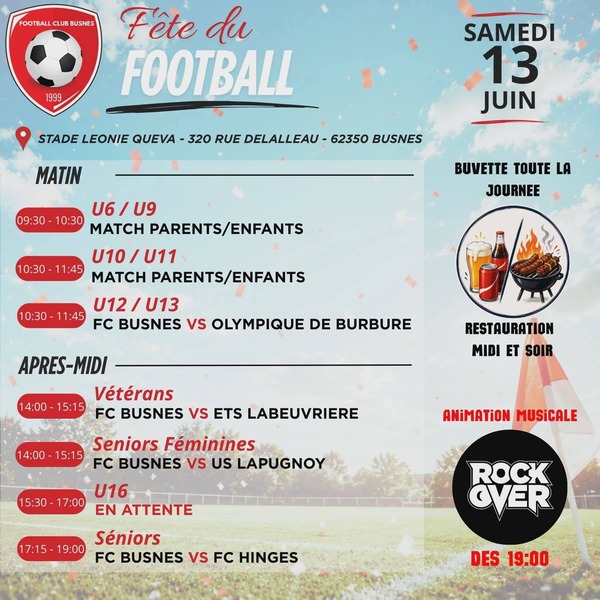 Fête du football ce samedi 13 juin à Busnes