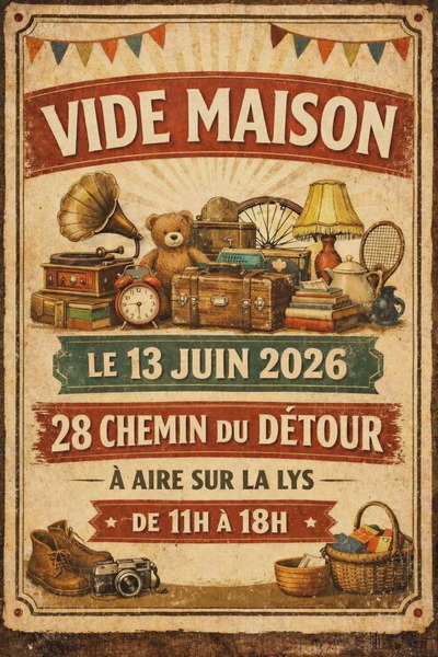 Deuxième vide maison ce samedi 13 juin à Aire sur la Lys