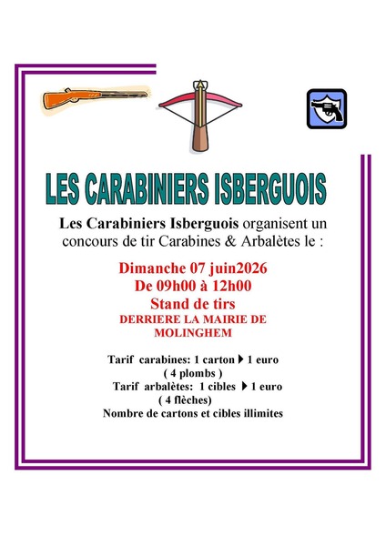 Les carabiniers isberguois organisent un concours de tir à la carabine et à l'arbalètes ce dimanche 7 juin
