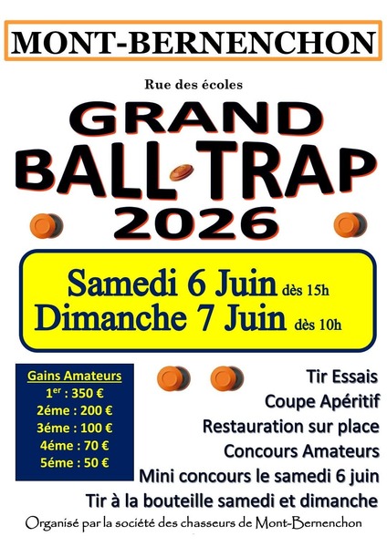 Grand ball trap ce samedi 6 et dimanche 7 juin à Mont Bernenchon