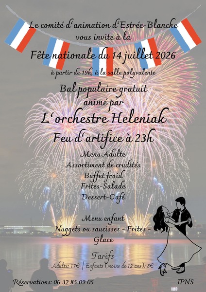 Fête nationale ce 14 juillet à Estrée Blanche