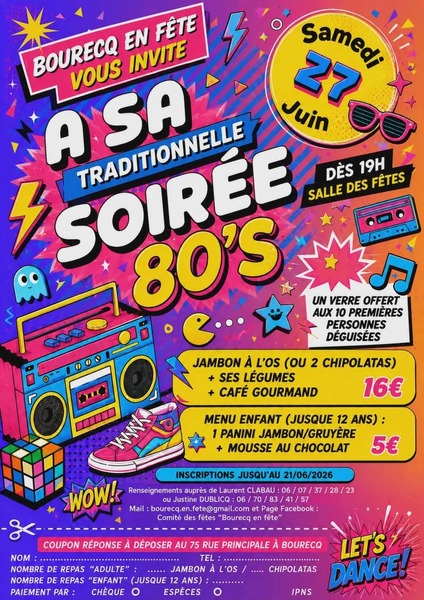 Une soirée années 80 ce samedi 27 juin à Bourecq