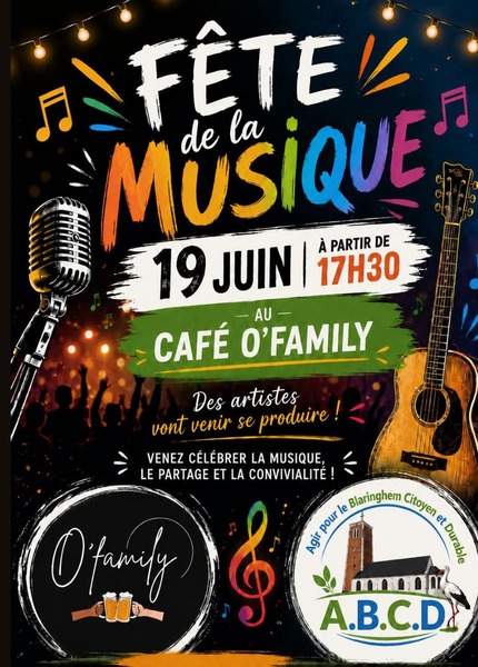 Fête de la musique ce vendredi 19 juin au bar O'Family de Blaringhem
