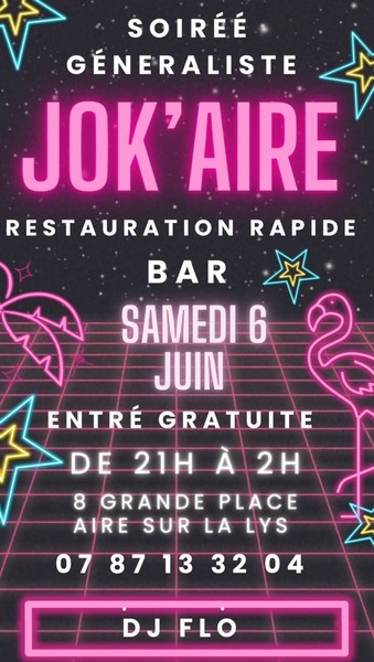 Soirée généraliste ce samedi 6 juin à Aire sur la Lys
