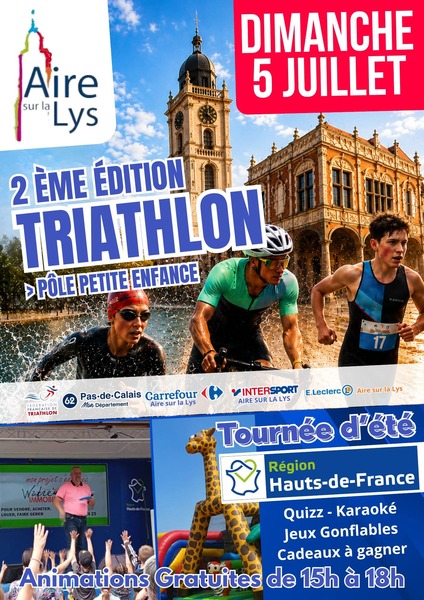2éme édition du triathlon d'Aire sur la Lys ce dimanche 5 juillet