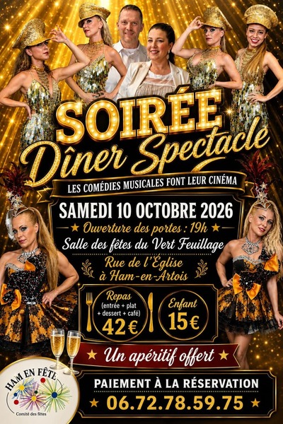 Soirée diner spectacle ce samedi 10 octobre à Ham En Artois