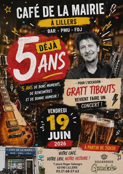 Un concert au café de la mairie de Lillers pour fêter les 5ans de la reprise