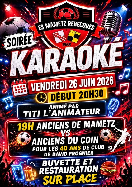 Soirée football et karaoké ce vendredi 26 juin à Mametz