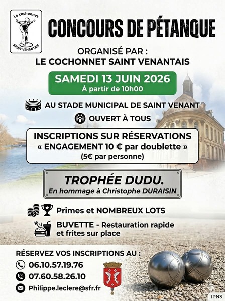 Concours de pétanque ce samedi 13 juin à Saint Venant