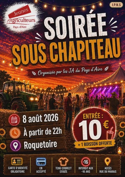 La soirée sous chapiteau des JA du Pays d'Aire se déroulera ce samedi 8 juin à Roquetoire