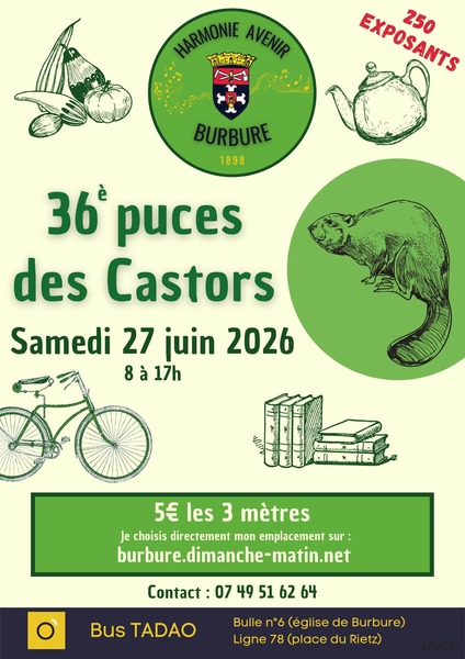 36éme puces des castors ce samedi 27 juin à Burbure