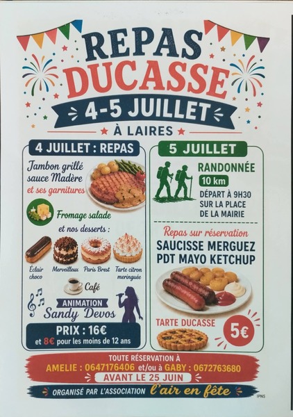 Repas de ducasse et randonnée durant le premier week-end du mois de juillet