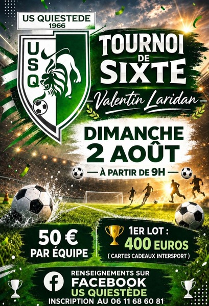 Tournoi de sixte ce dimanche 2 aout à Quiestède