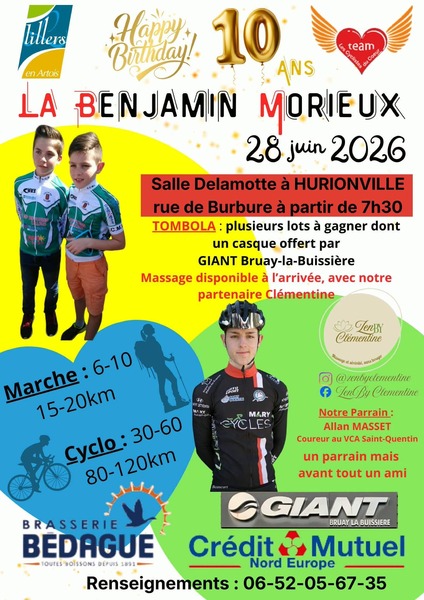 Les randonnées de l'événement la Benjamin Morieux ce dimanche 28 juin à Lillers