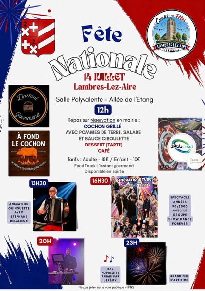 La fête nationale ce mardi 14 juillet à Lambres