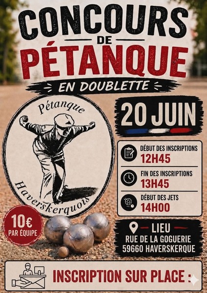 Un concours de pétanque ce samedi 20 juin à Haverskerque