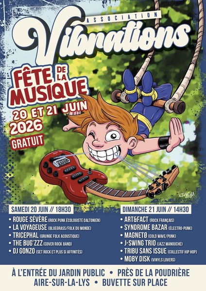 La fête de la musique avec le groupe Vibrations ces samedi 20 et dimanche 21 juin à Aire sur la Lys