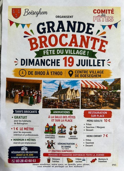 Grande brocante ce dimanche 19 juillet à Boeseghem