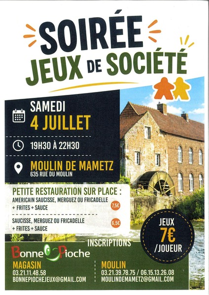 Soirée jeux de société ce samedi 4 juillet à Mametz