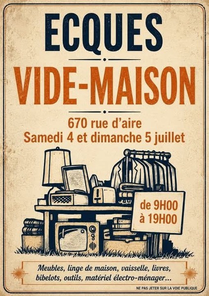 Un vide maison sera proposé ces samedi 4 et dimanche 5 juillet à Ecques