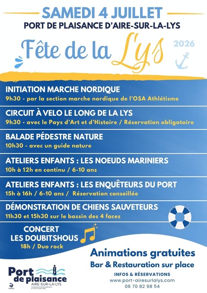 Fête de la lys ce samedi 4 juillet avec le port de plaisance d'Aire sur la Lys