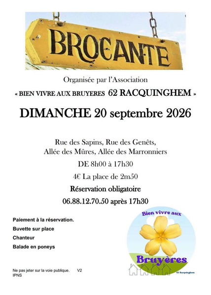 Brocante du dimanche 20 septembre à Racquinghem
