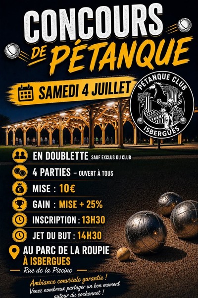 Concours de pétanque ce samedi 4 juillet à Isbergues