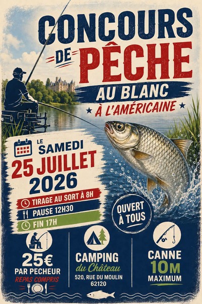 Un concours de pêche ce samedi 25 juillet au camping du moulin de Mametz