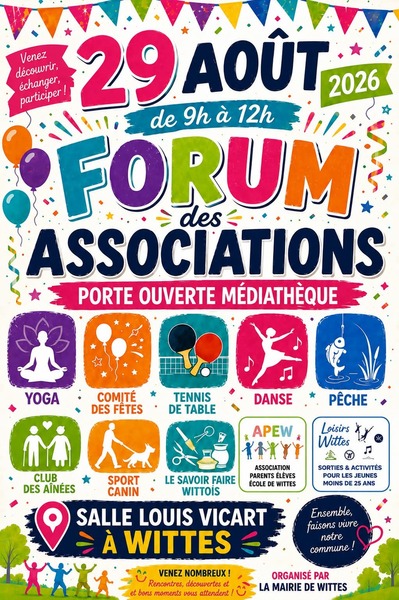 Le forum des associations de la commune de Wittes se déroulera ce samedi 29 aout à Wittes
