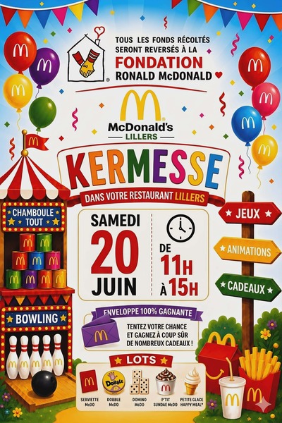 Mc Donald's à Lillers fait sa kermesse ce samedi 20 juin