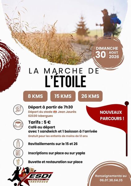 La marche de l'étoile avec le club de l'ESDI Isbergues ce dimanche 30 aout