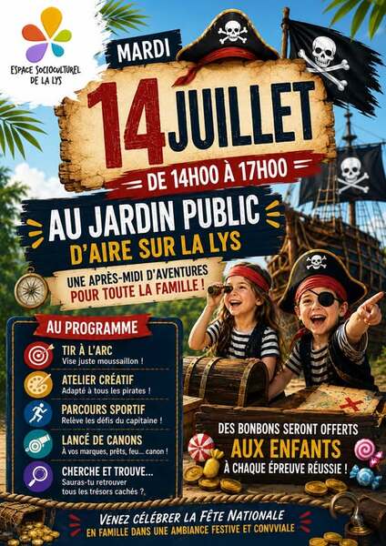Journée pour les petits pirates ce mardi 14 juillet à Aire sur la Lys