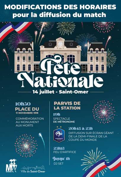 La fête nationale à Saint-Omer ce mardi 14 juillet