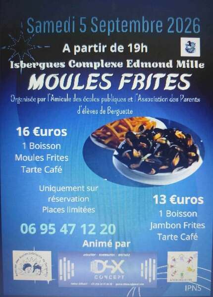 Soirée moules frites à Isbergues ce samedi 5 septembre