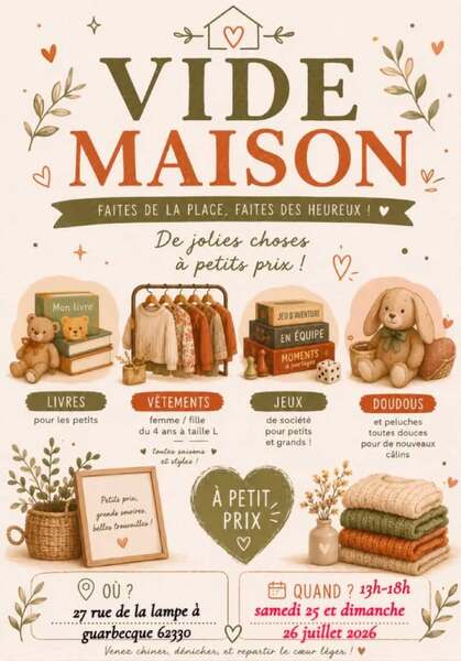 Un vide maison ce samedi 25 et dimanche 26 juillet à Guarbecque
