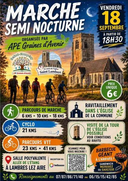 Marche en semi nocturne ce vendredi 18 aout à Lambres